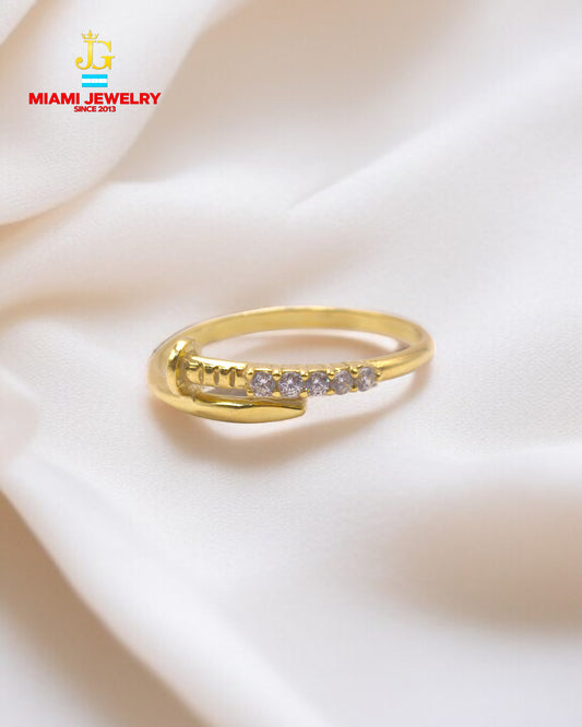 Solid 14k yellow gold white-zirconia gemstones.