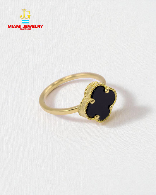 14k yellow gold black van-cleef ring.