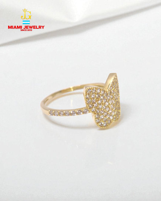 14k gold white zirconia-butterfly ring.