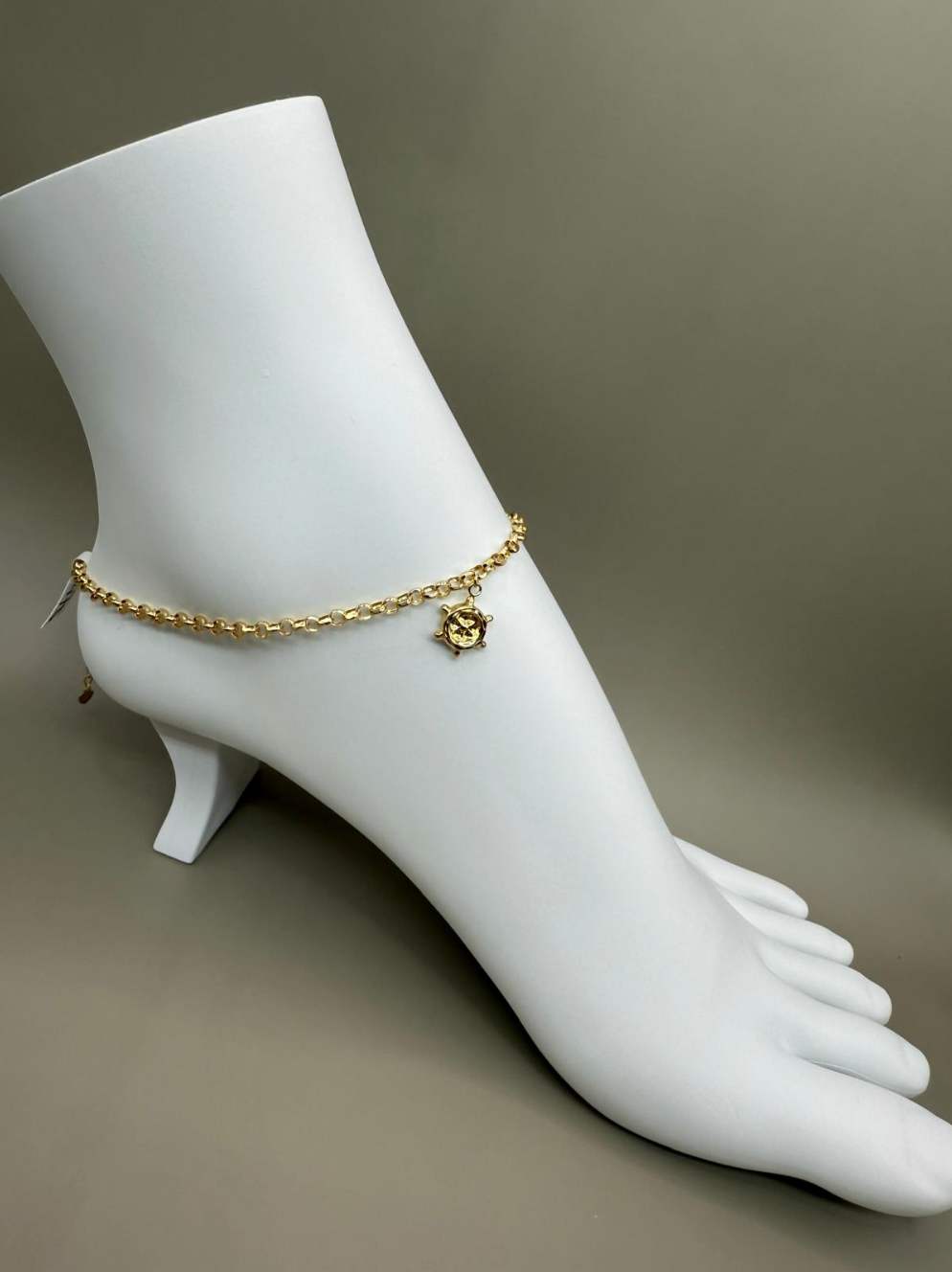 14K Gold Semi-Solid Anklet (11.5 in)