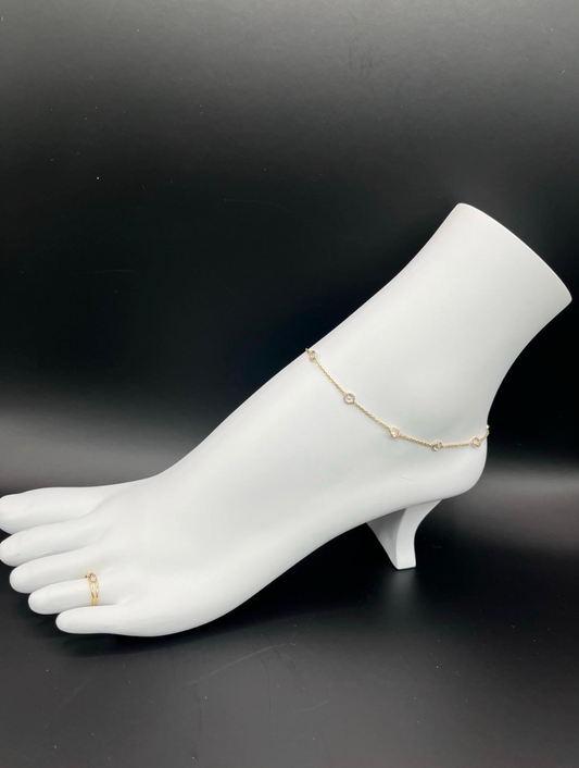 14K Gold Semi-Solid Anklet (10 in)