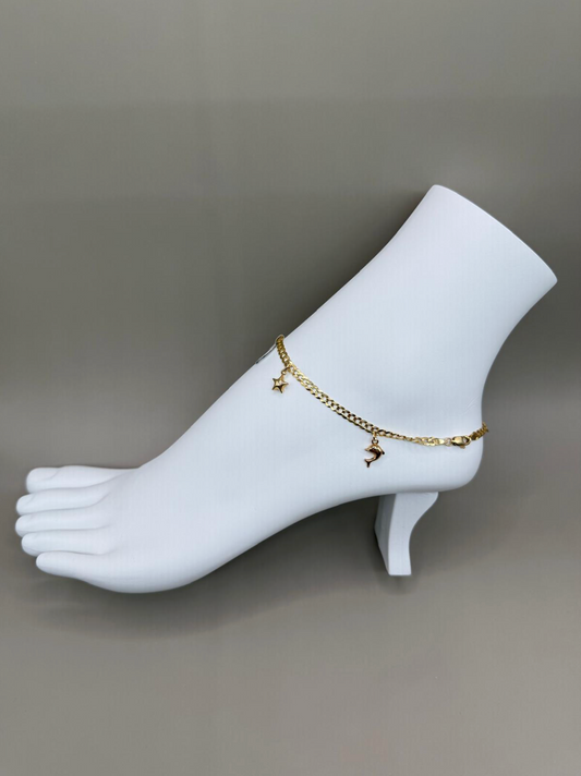 14K Gold Semi-Solid Anklet (10 in)