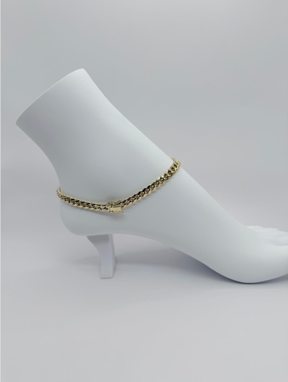 14K Gold Semi-Solid Anklet (10 in)