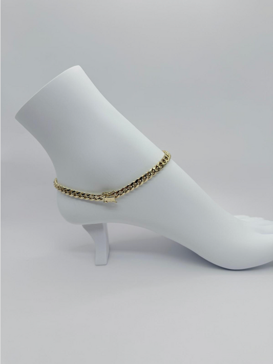 14K Gold Semi-Solid Anklet (10 in)